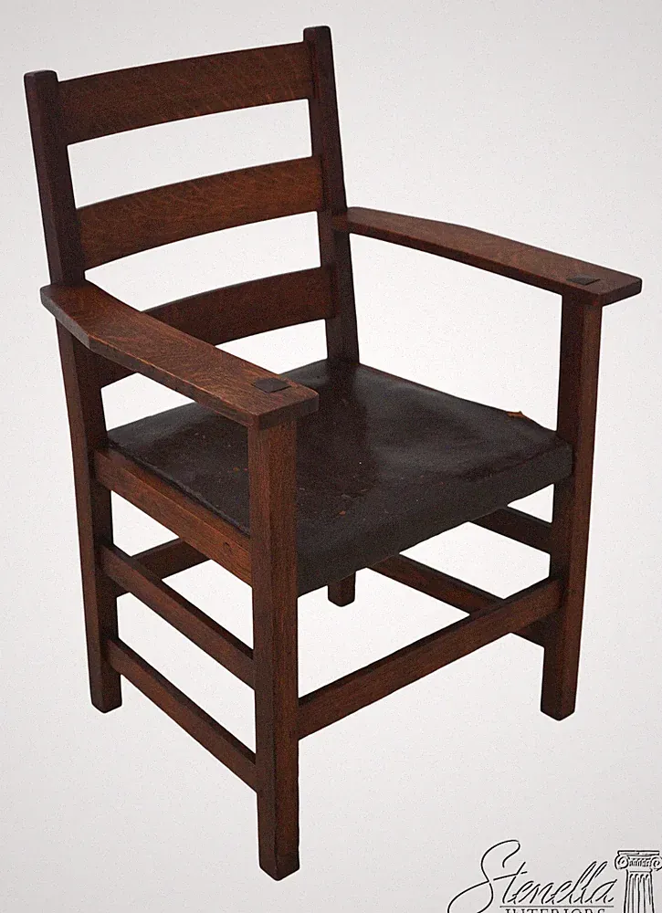 64301EC: L&JG STICKLEY Signed Antique Mission Oak Armchair