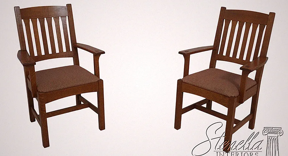 69177: Pair Of STICKLEY Mission Oak Cottage Armchairs