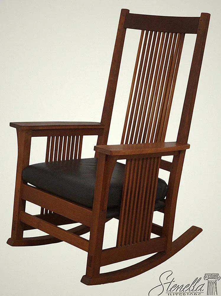 F72665: STICKLEY Mission Cherry Spindle Rocking Chair