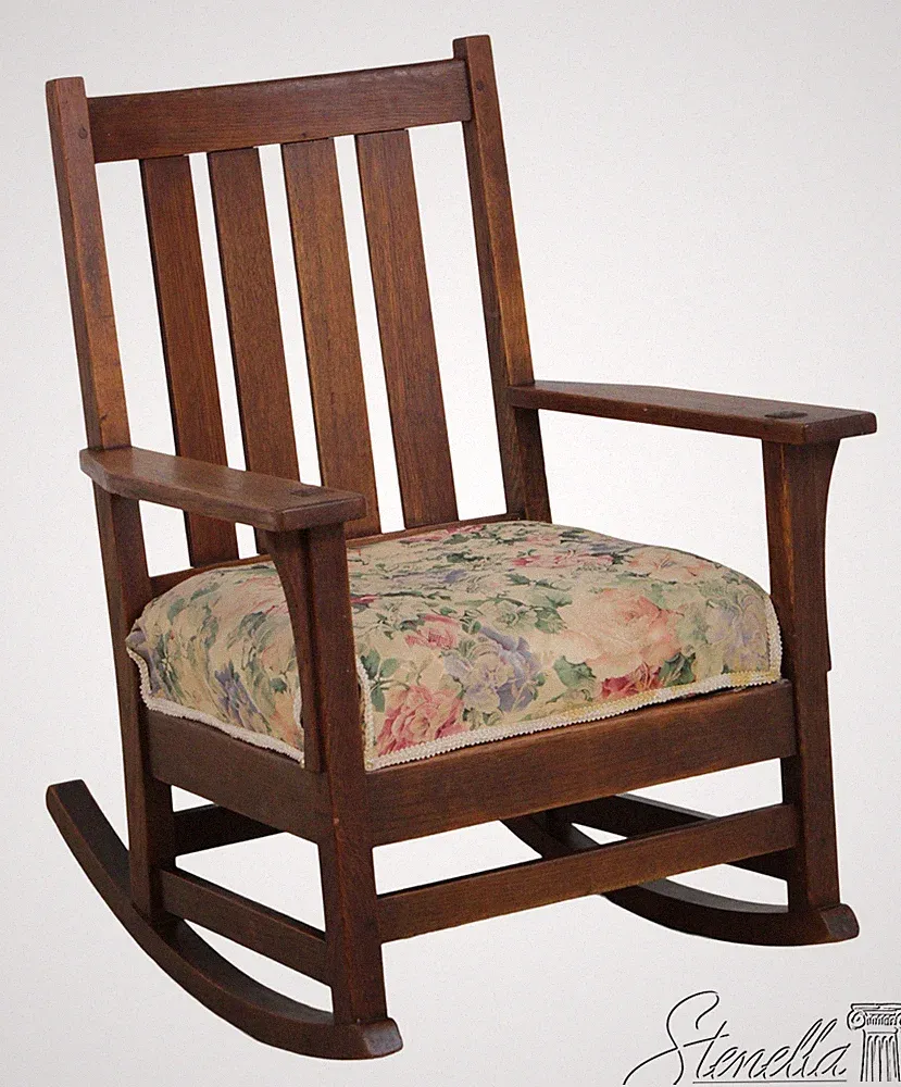 F72837: Antique L&JG STICKLEY Mission Oak Rocking Chair