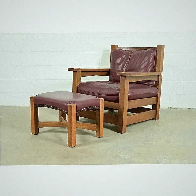Stickley Mission Oak Arts & Crafts Eastwood Lounge Chair With Ottoman