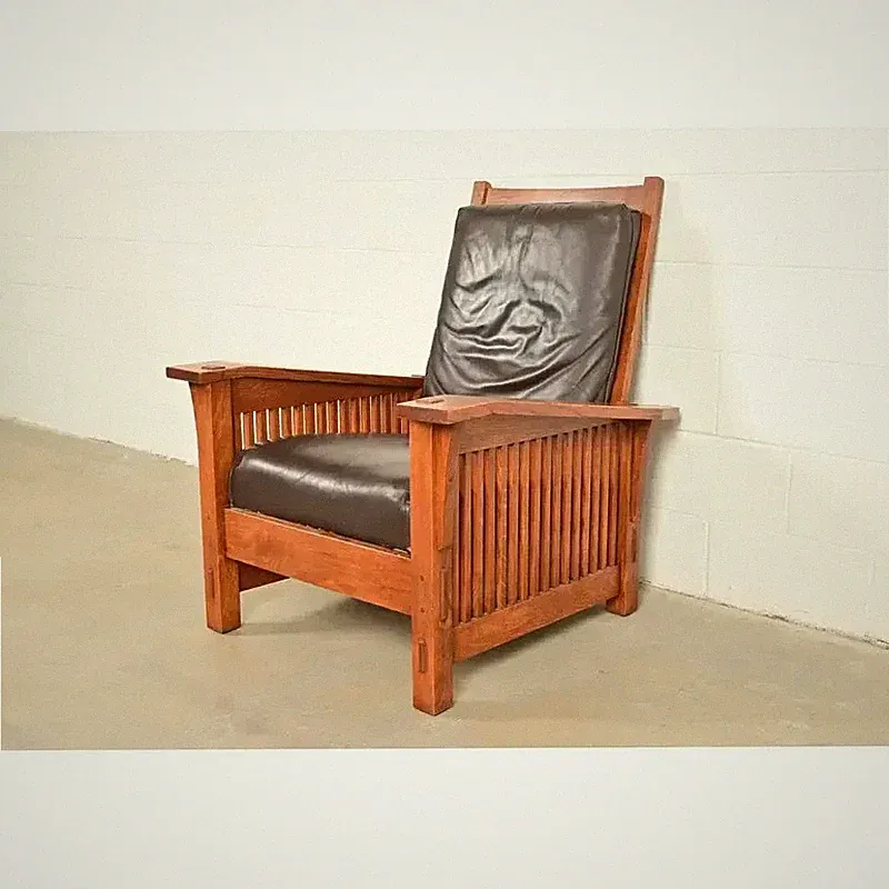Stickley Mission Oak Arts & Crafts Spindle Reclining Morris Lounge Chair